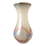 Small soliflore vase in white opaline with floral decor