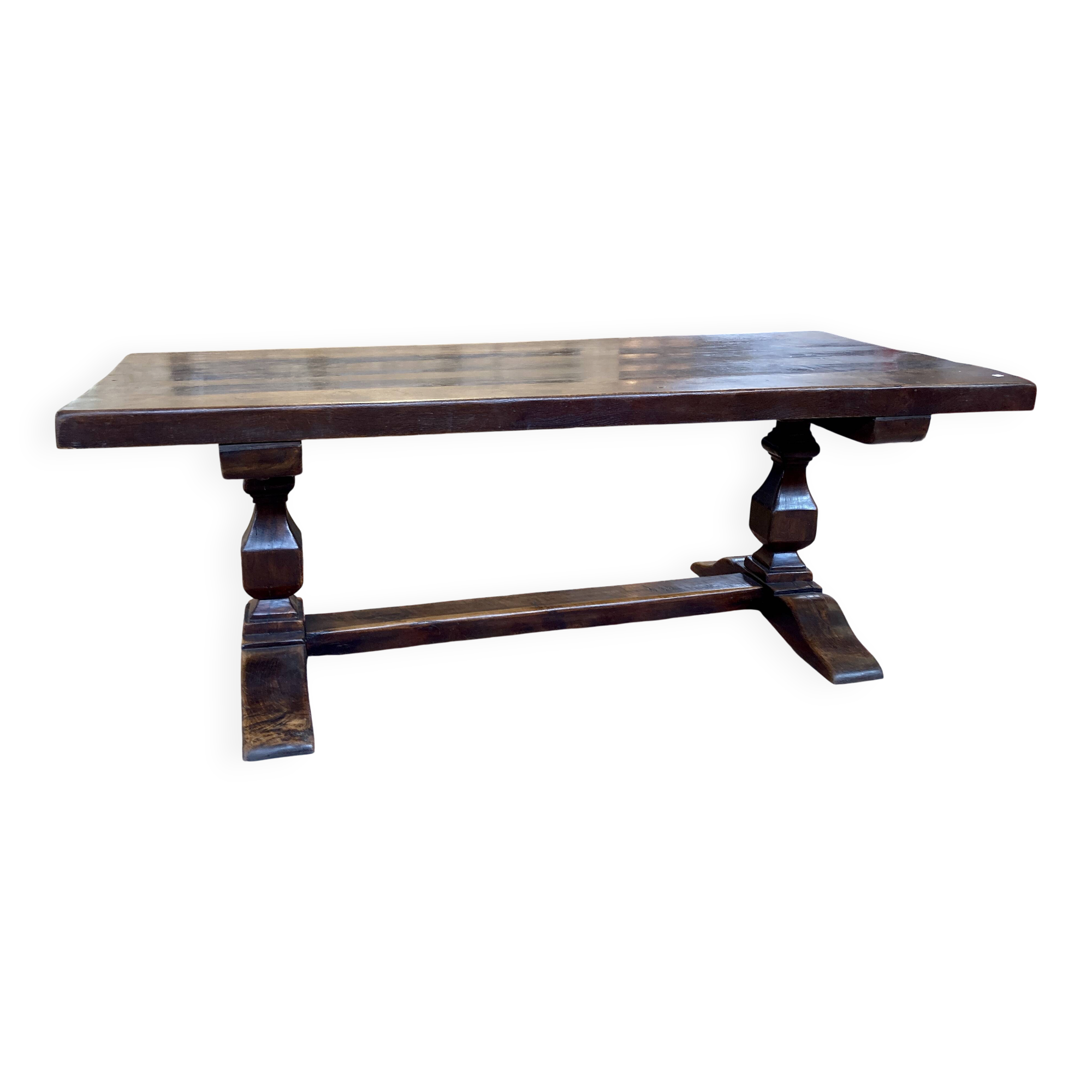 Grande table de monastère néogothique - ancienne - 2 m de long