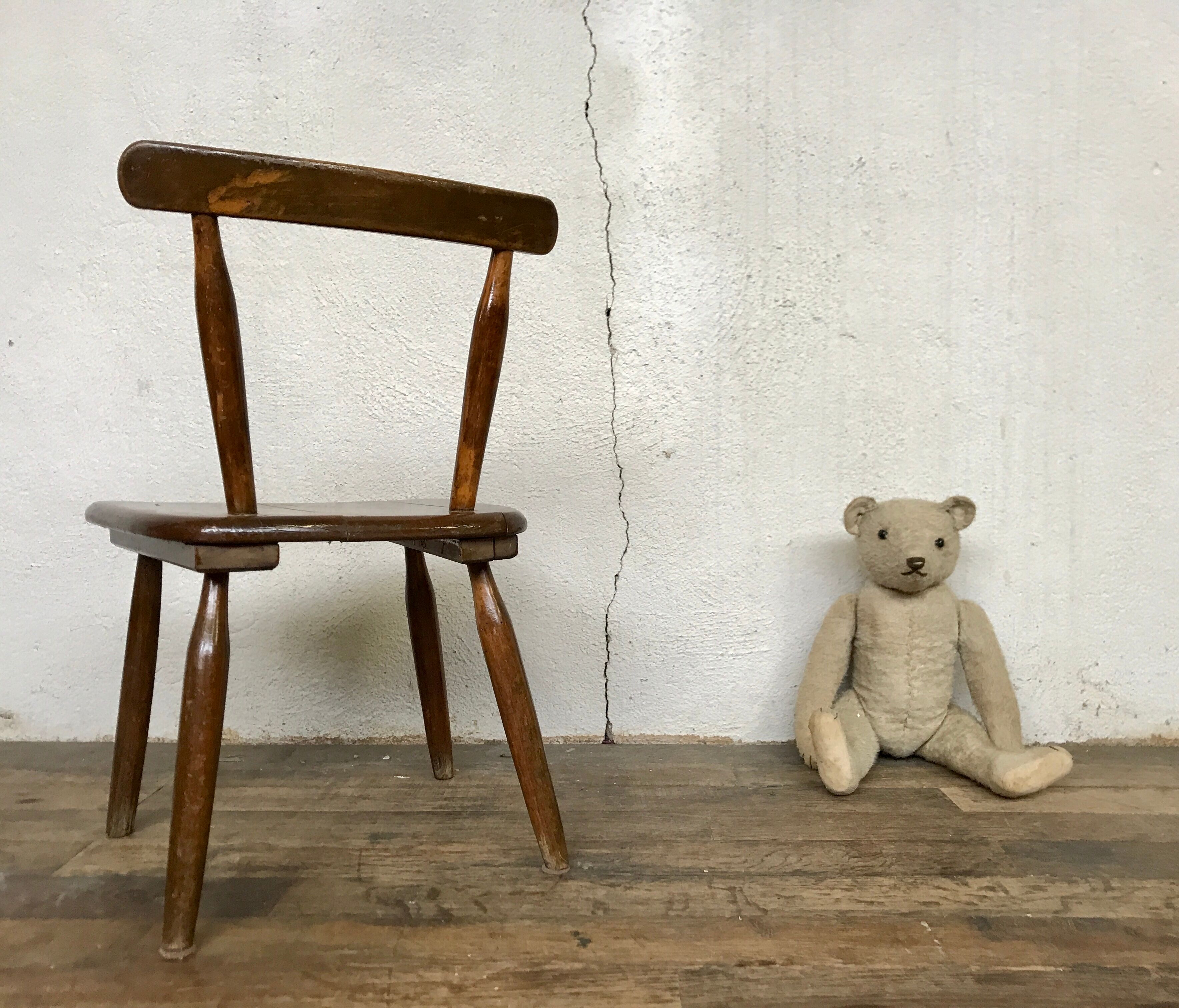 Brutalist primitive style wooden chair