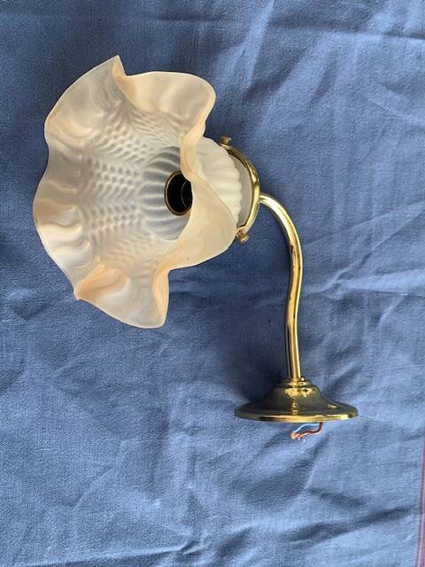 Wall light, art deco style, tulip globe in beige frosted glass