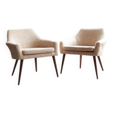 Paire de fauteuils vintage petit pois orange 1960
