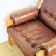 Vintage Scandinavian leather and teak armchair 1960