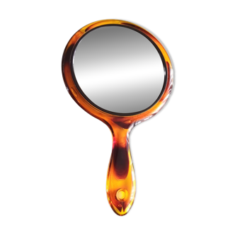 Tortoiseshell plastic double-sided hand mirror