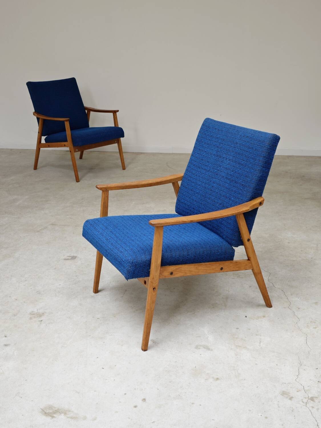 Pair of blue armchairs by Jiri Jiroutek for Interier Praha, 1960