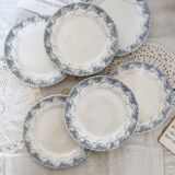 6 assiettes à dessert en terre de fer Sarreguemines modèle Luchon