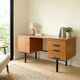 Modernist desk with double drawers in formica and metal, 1960.