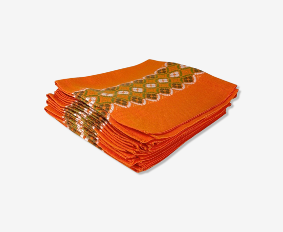 Serviettes de table tissu orange 70