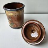 Covered stoneware ceramic pot - Signed Monogram BV (signature to be identified)