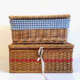 2 chanel boxes in vintage rattan