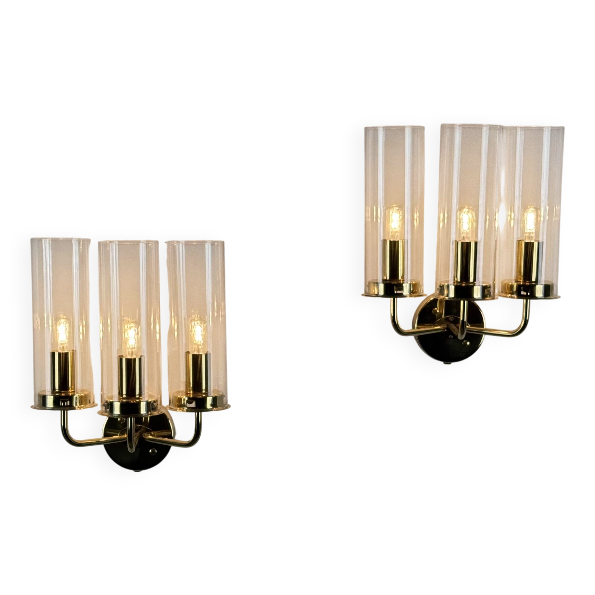 Hans-Agne Jakobsson Wall Lamps “Sonata” Model V 169/3 Markaryd, Sweden, 1960s