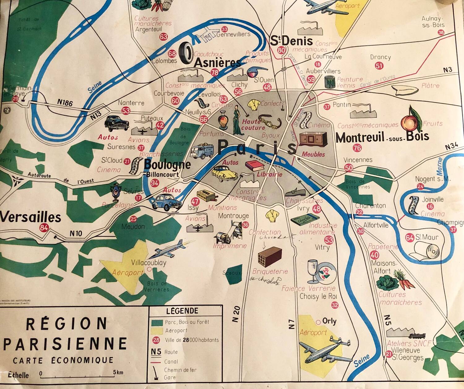 Old school map of Paris