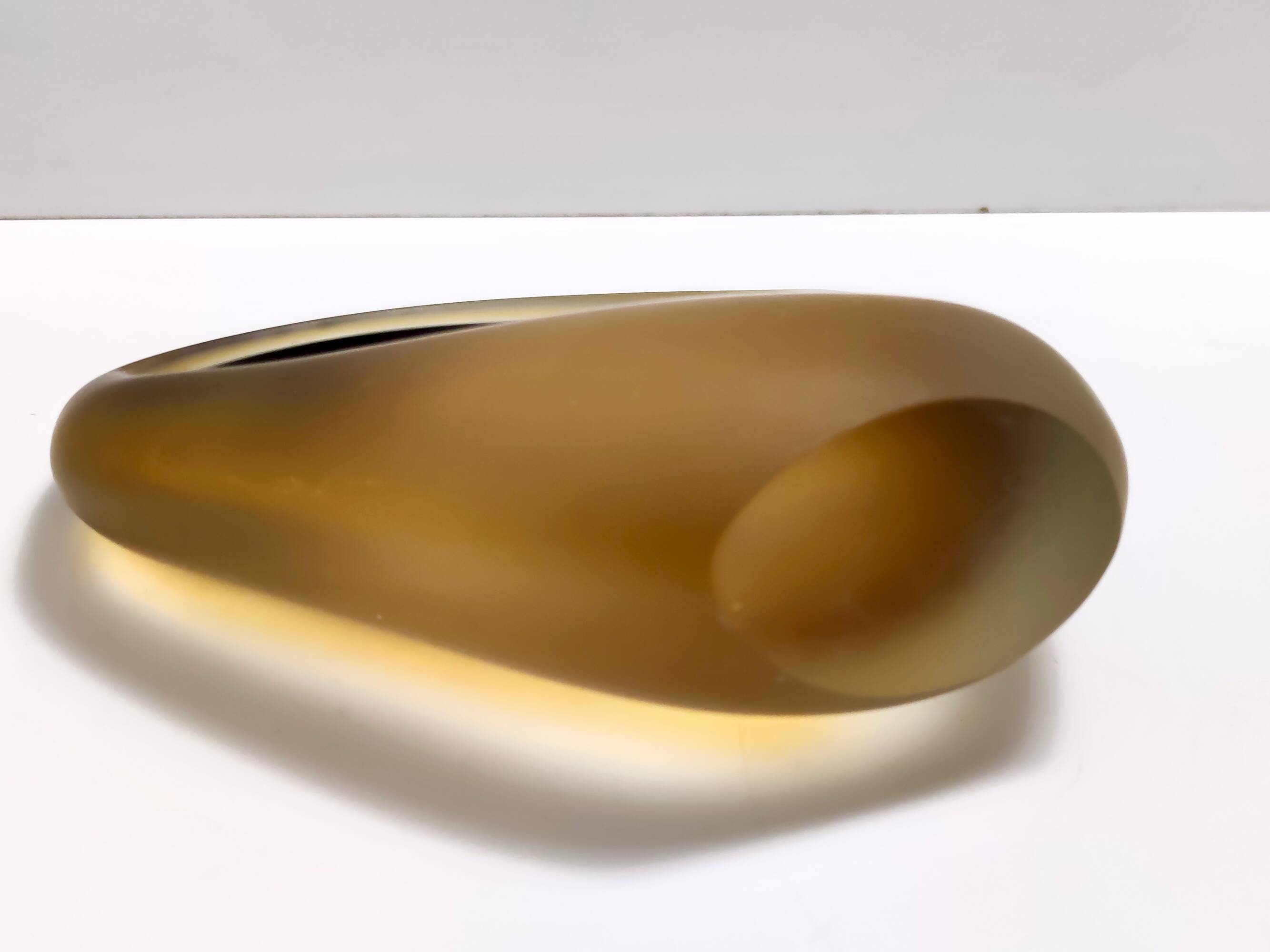 Etched Sommerso Murano Glass Basket or Vase by Archimede Seguso, Italy