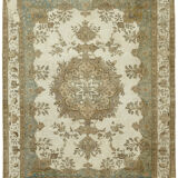 Handmade oriental contemporary 1980s 304 cm x 377 cm beige wool carpet