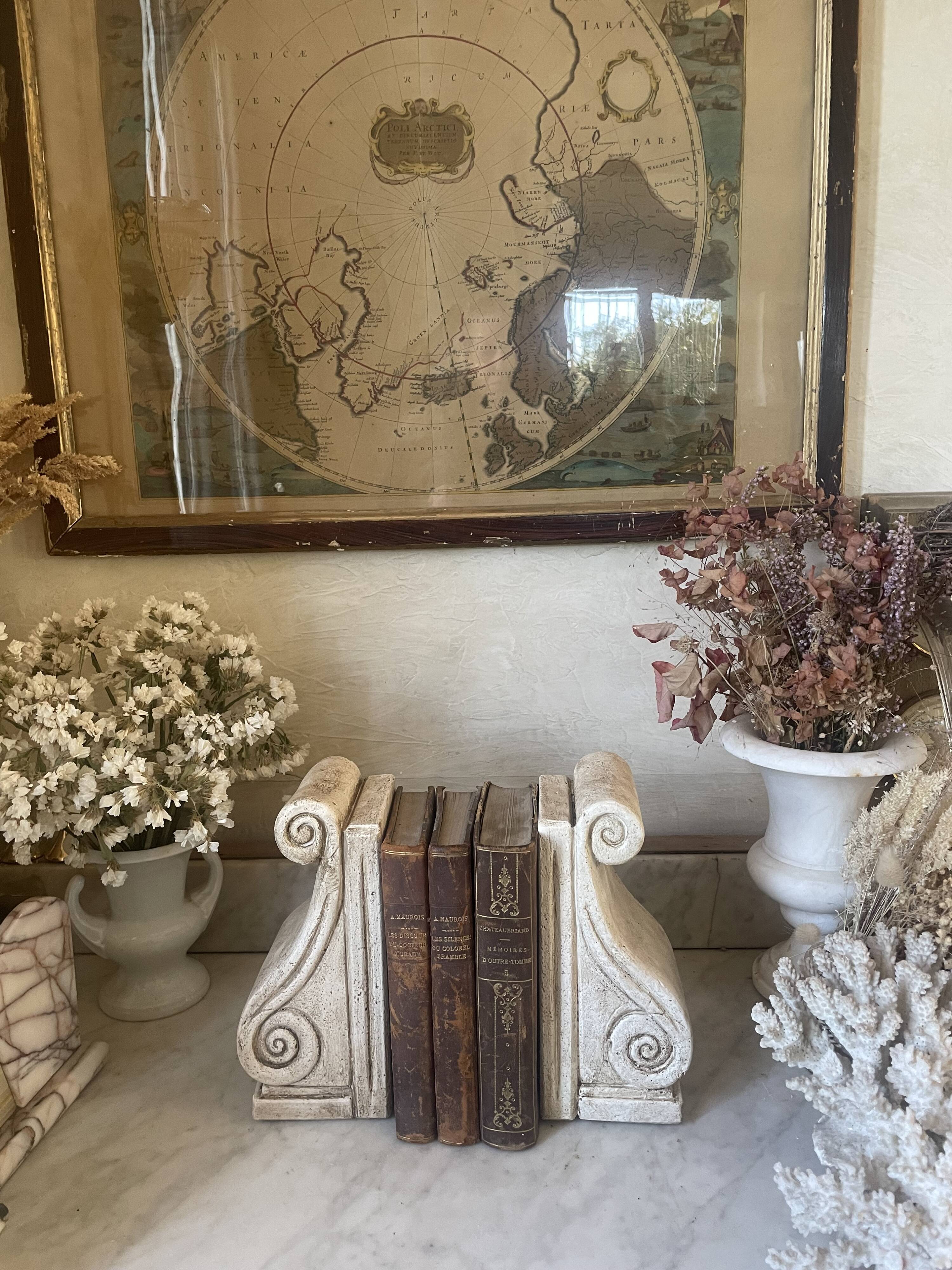 Pair of vintage patinated plaster bookends