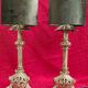 Pair of 18th century chiseled bronze lamps