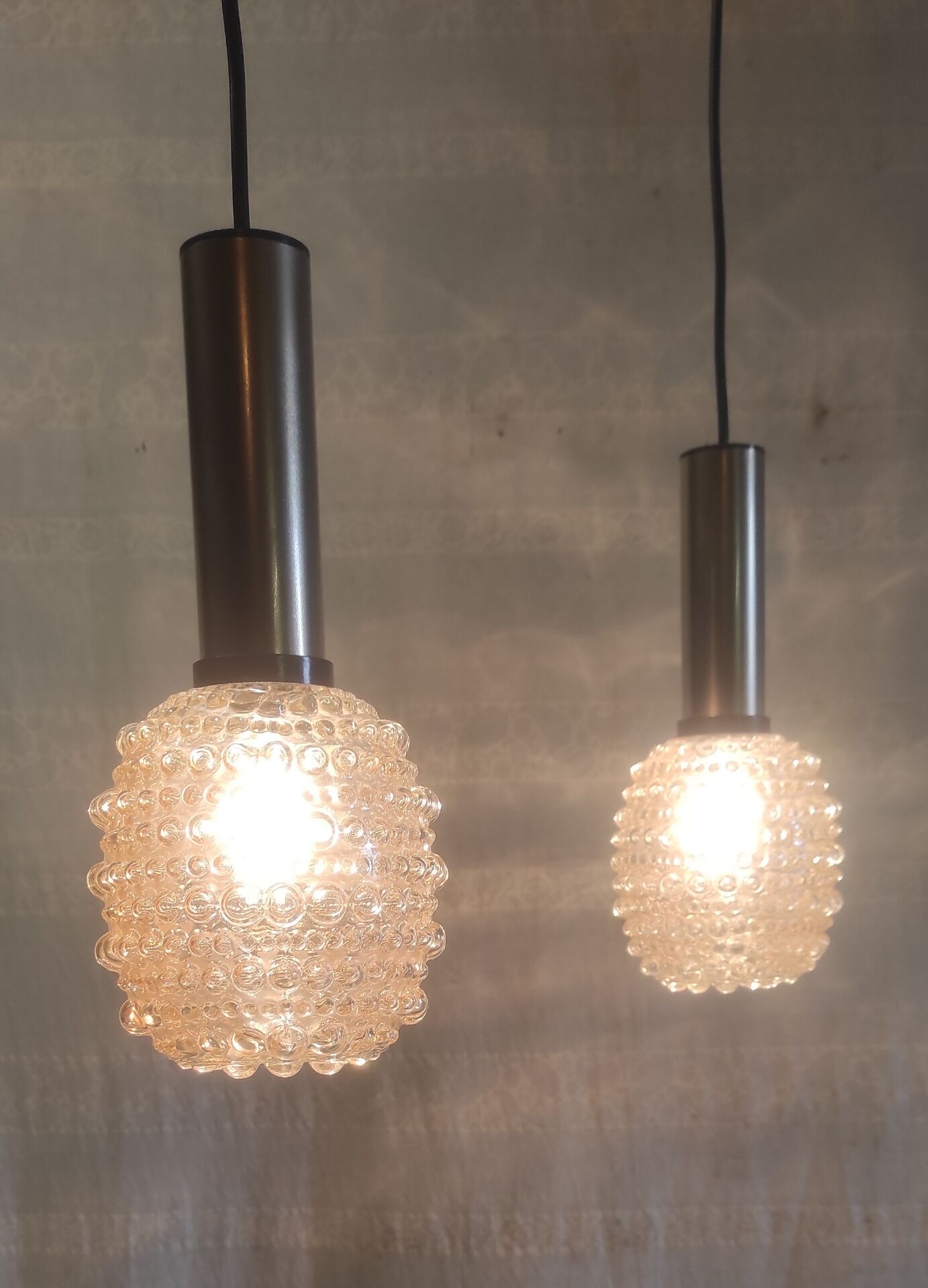 Suspensions design en verre ambré style H. Tynell - années 70
