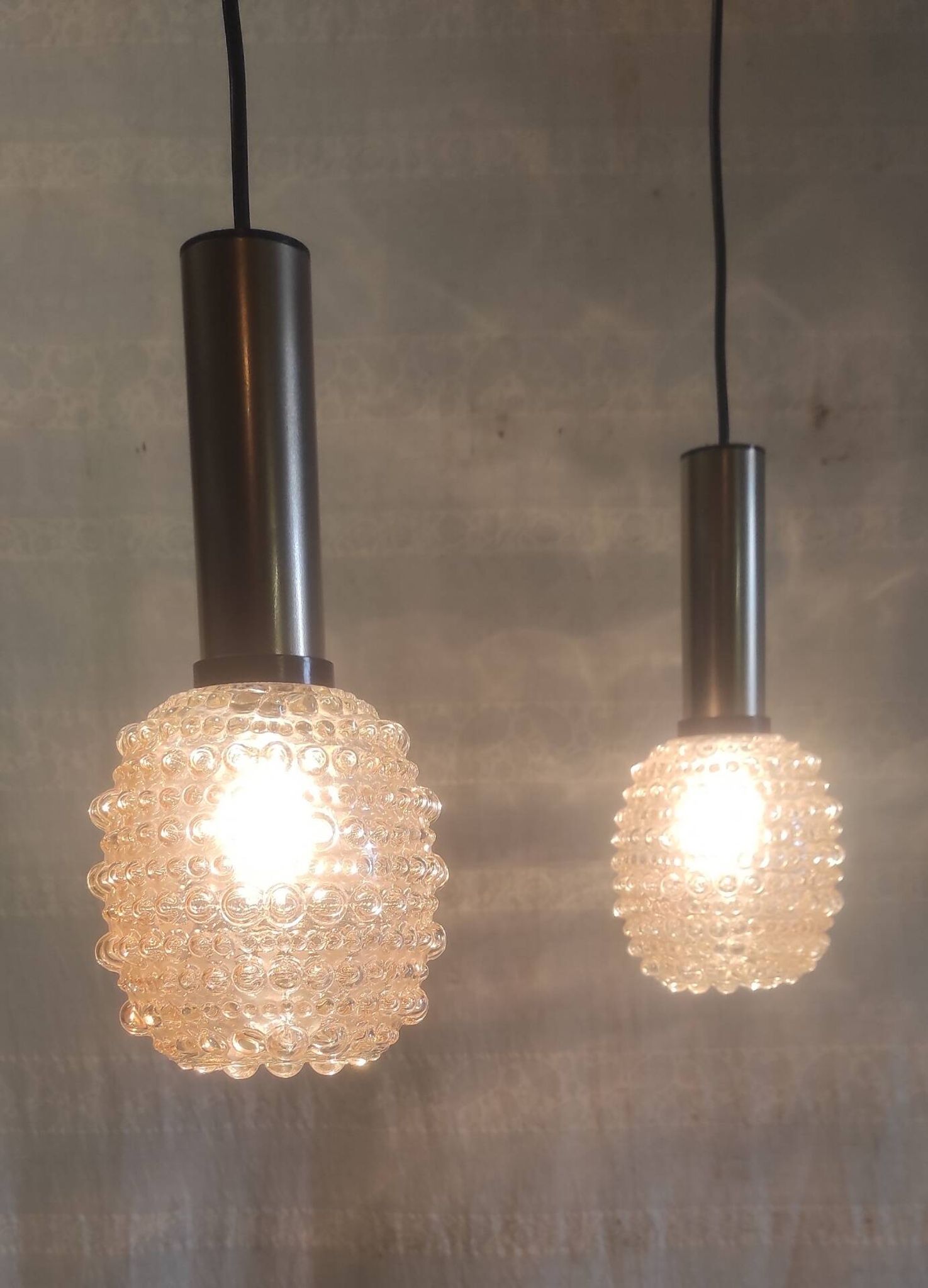 Suspensions design en verre ambré style H. Tynell - années 70