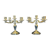 Exceptional pair of table candlesticks in fine silver, St. Médard Paris