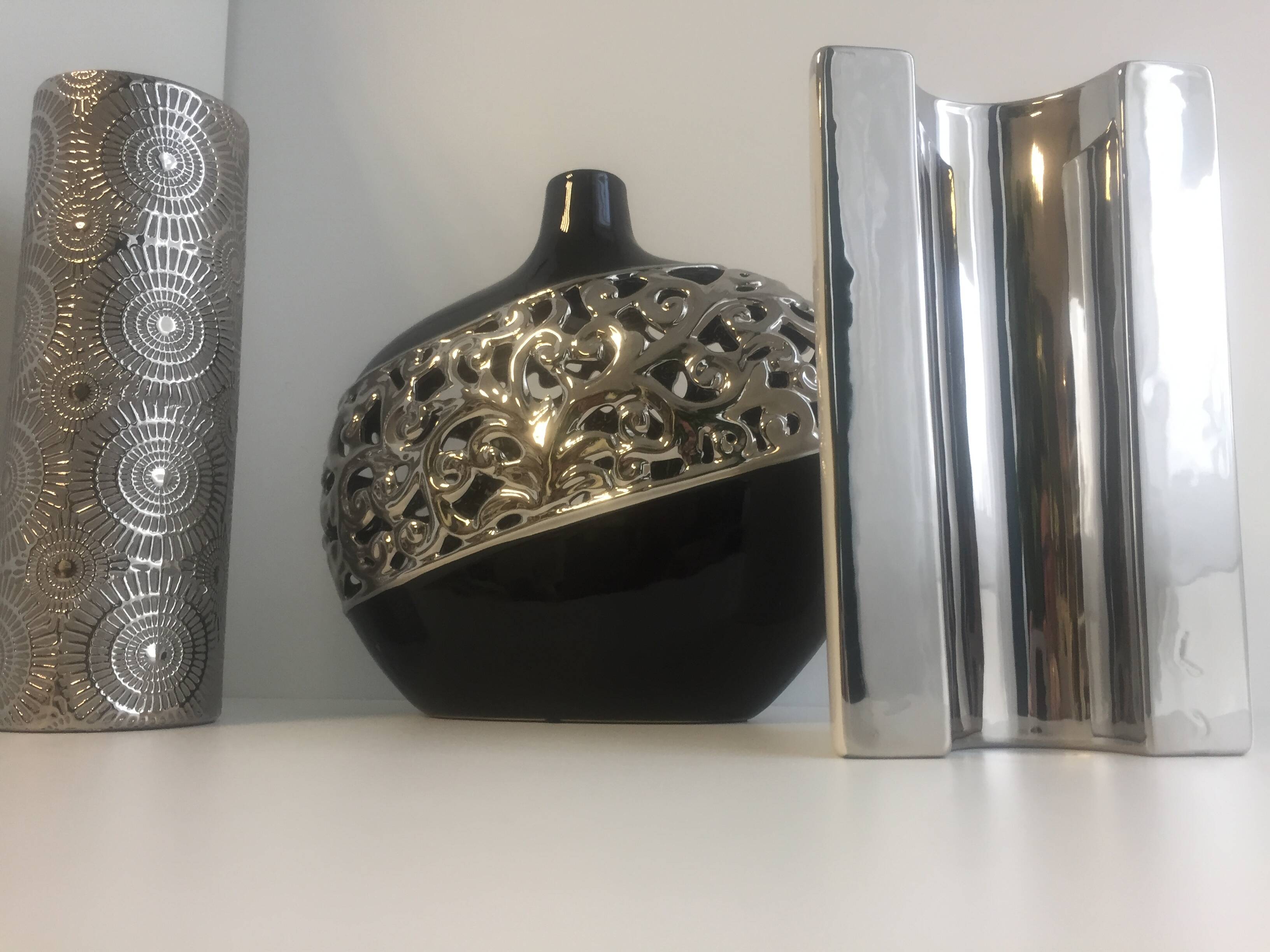 Set of 3 Large Italian Ceramic Vases Modernist Design Contemporary Art