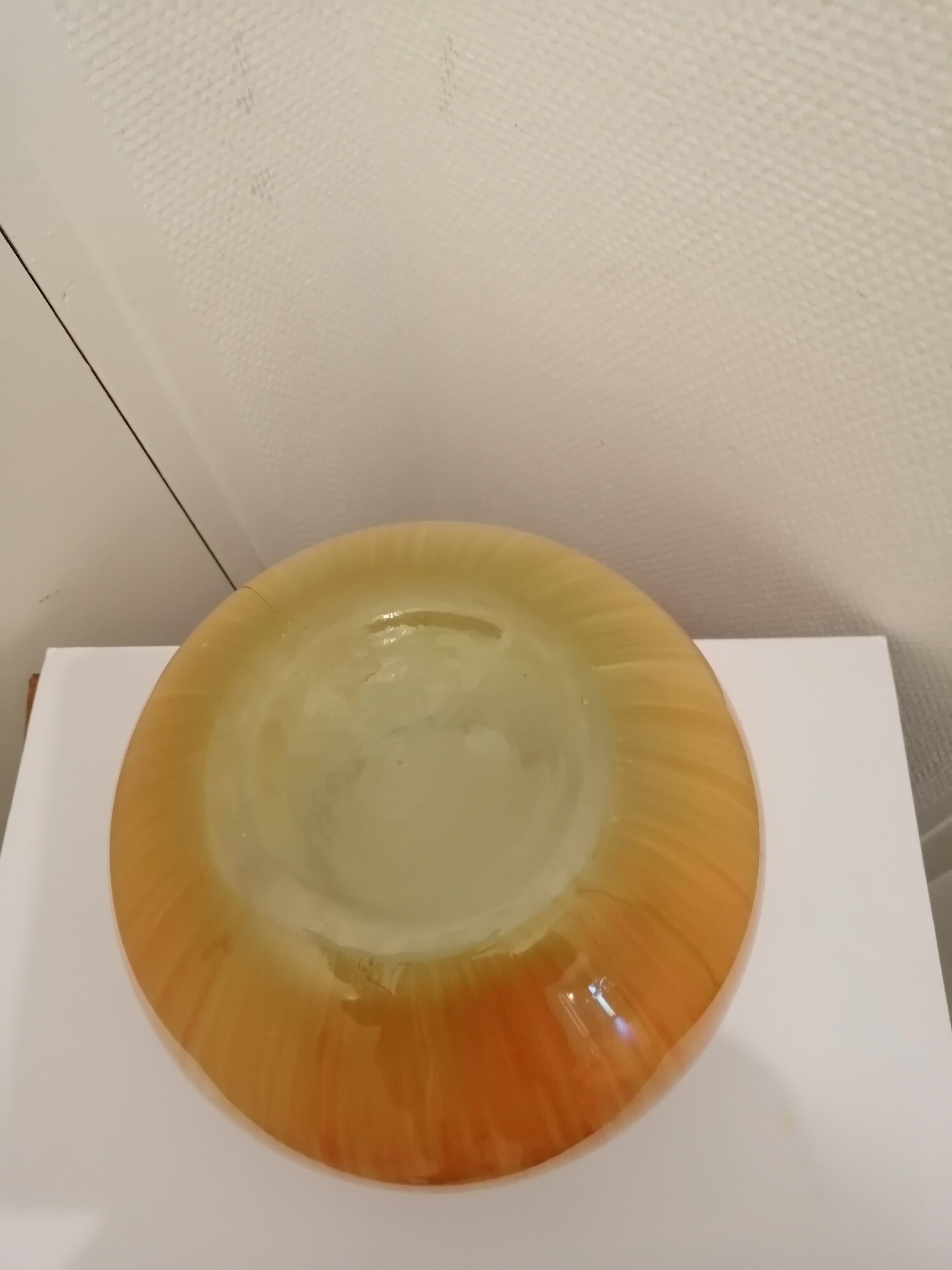 Vintage yellow and orange glass vase vintage