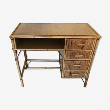 Bureau vintage en rotin