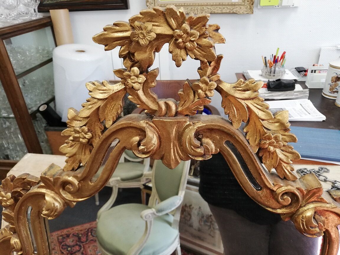 In-between wood stucco mirror Golden STYLE LOUIS XV trumeau ice decoration Castle
