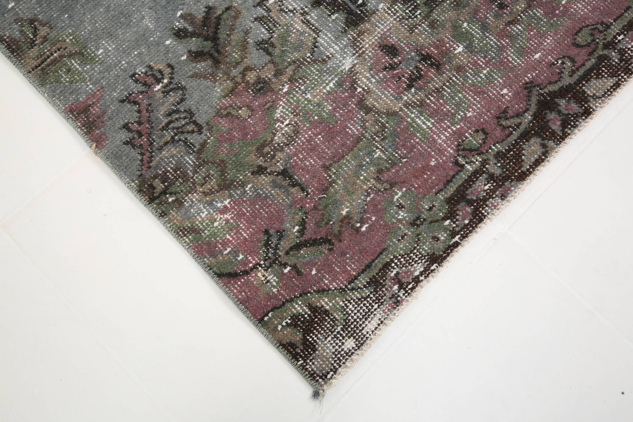 3x9 Soft Handmade Burgundy Vintage Runner Rug