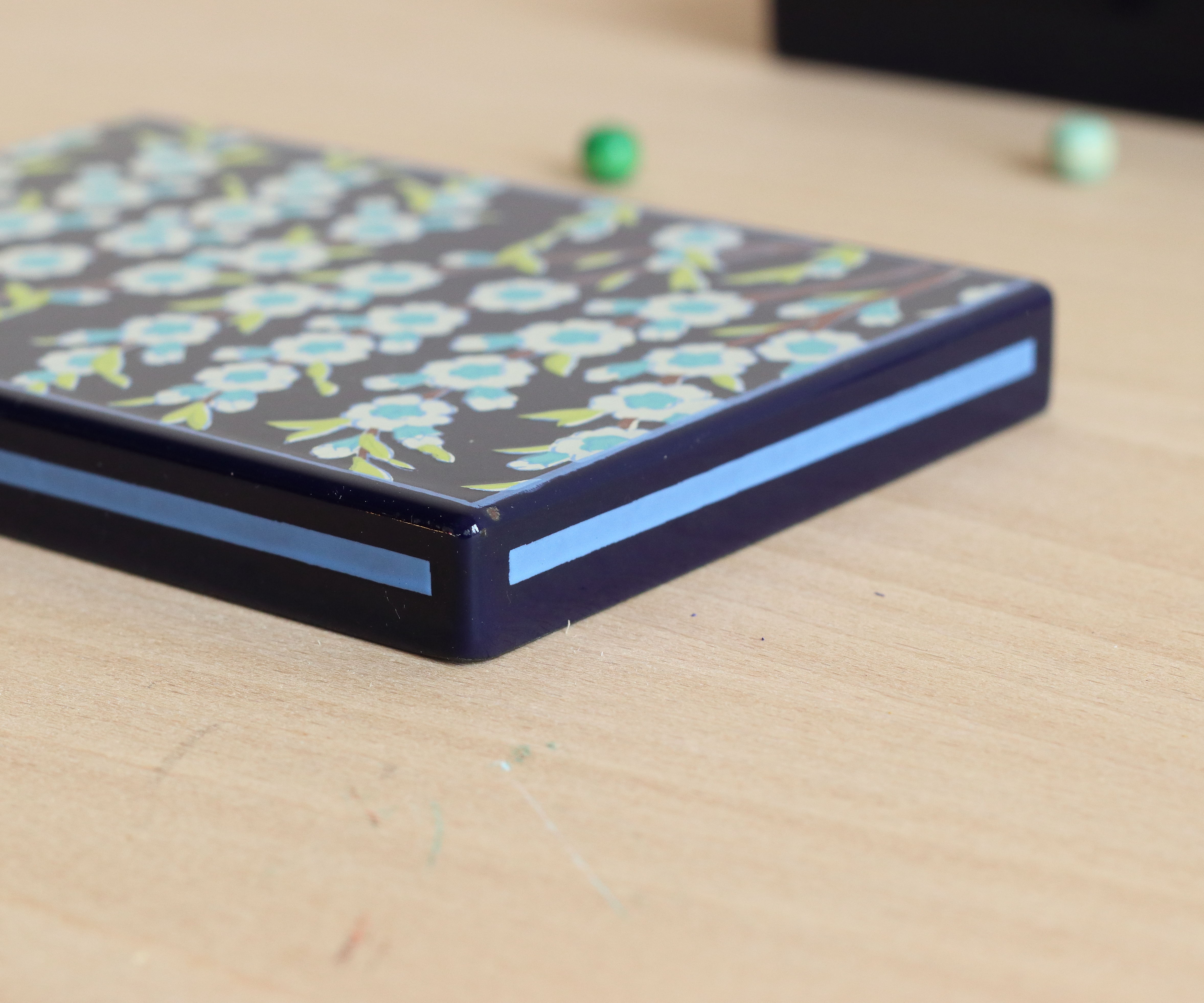 Enamelled sheet metal box floral pattern by Jean Neuhaus
