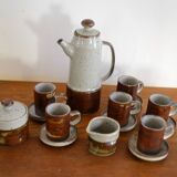 Vintage enameled stoneware coffee service made in Japan 60s