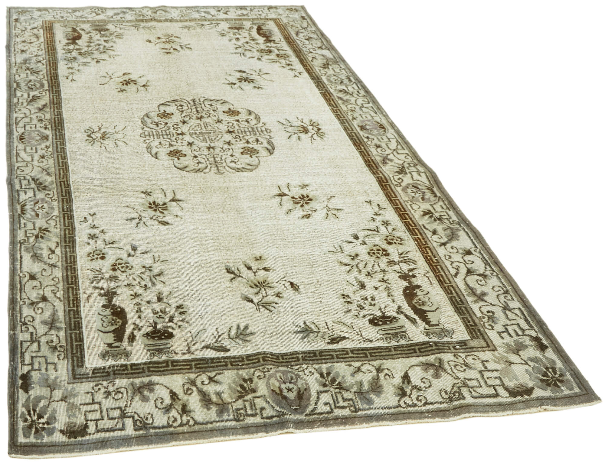 Hand-Knotted Vintage Turkish 1980s 188 cm x 317 cm Grey Rug