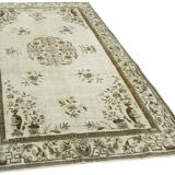 Tapis turc vintage noué à la main des années 1980 188 cm x 317 cm gris