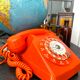 Orange vintage dial phone