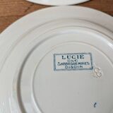 Set of 6 old Sarreguemines Digoin soup plates, Lucie model