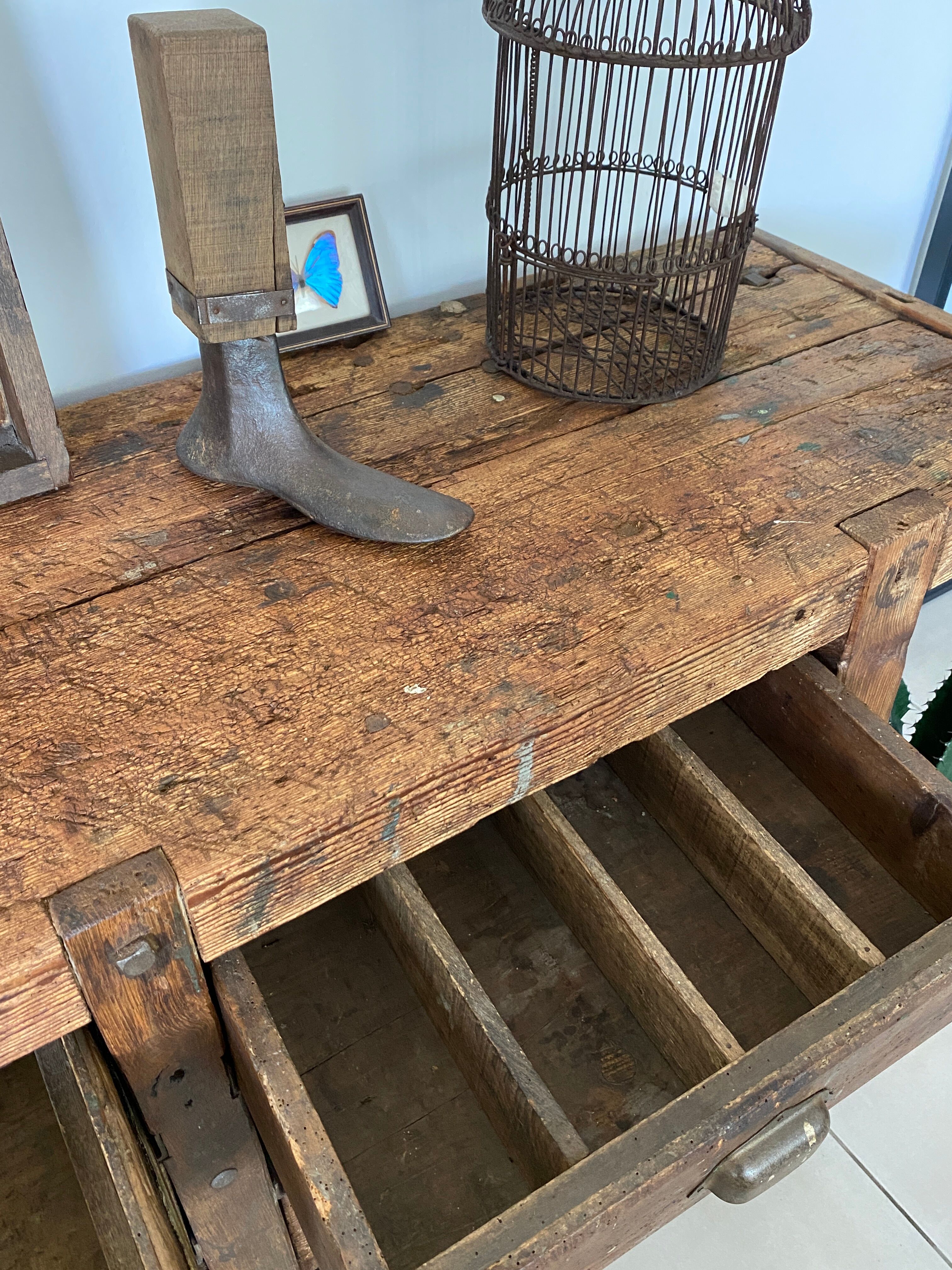 Old wooden workbench