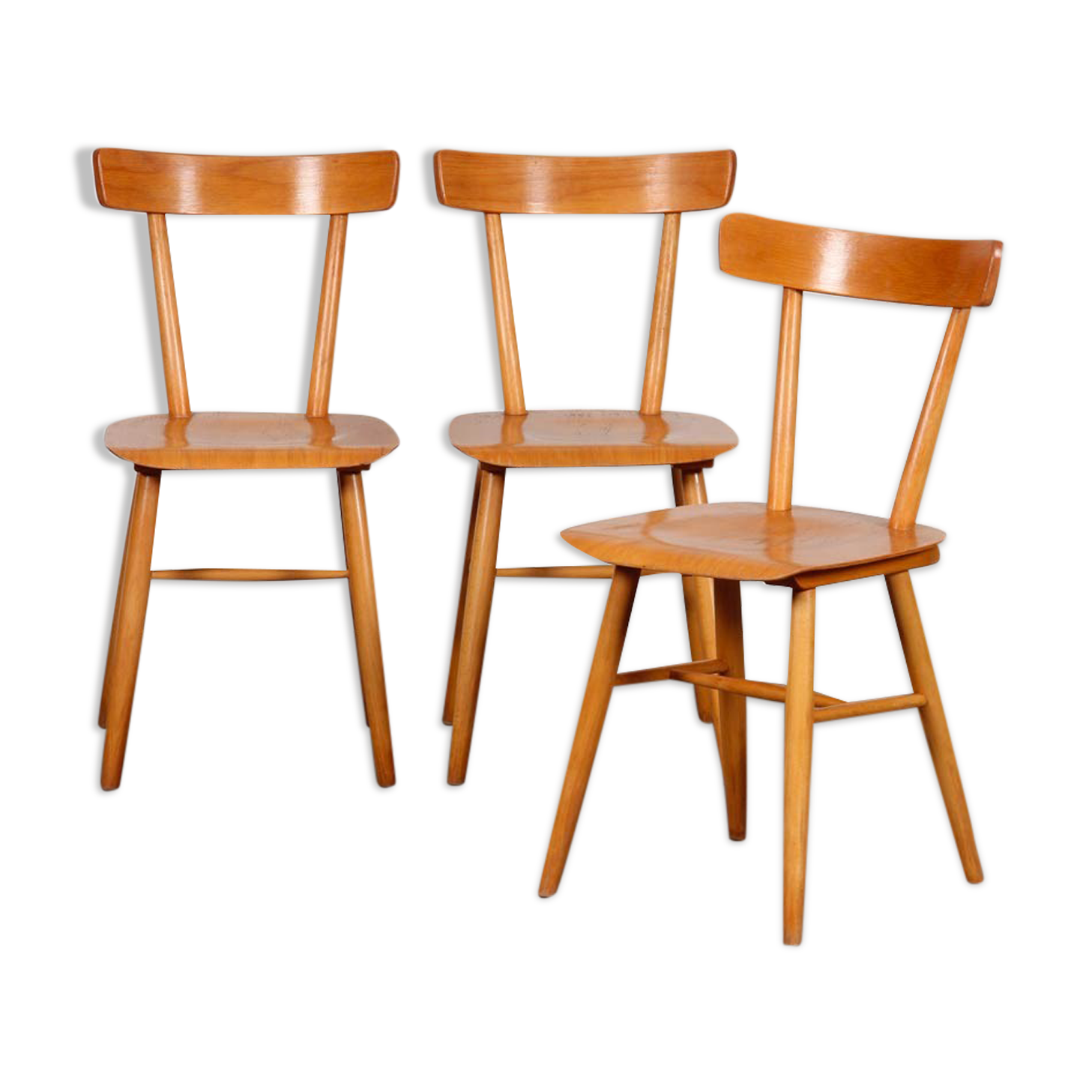 Ensemble de 3 chaises vintage édité par Ton, 1960