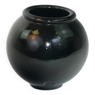 Black ceramic ball vase from Biot