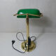 Brass green banker's lamp and vintage glass paste