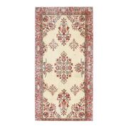 Tapis de sol turc Oushak fait main en laine et coton beige des années 1970 103x206