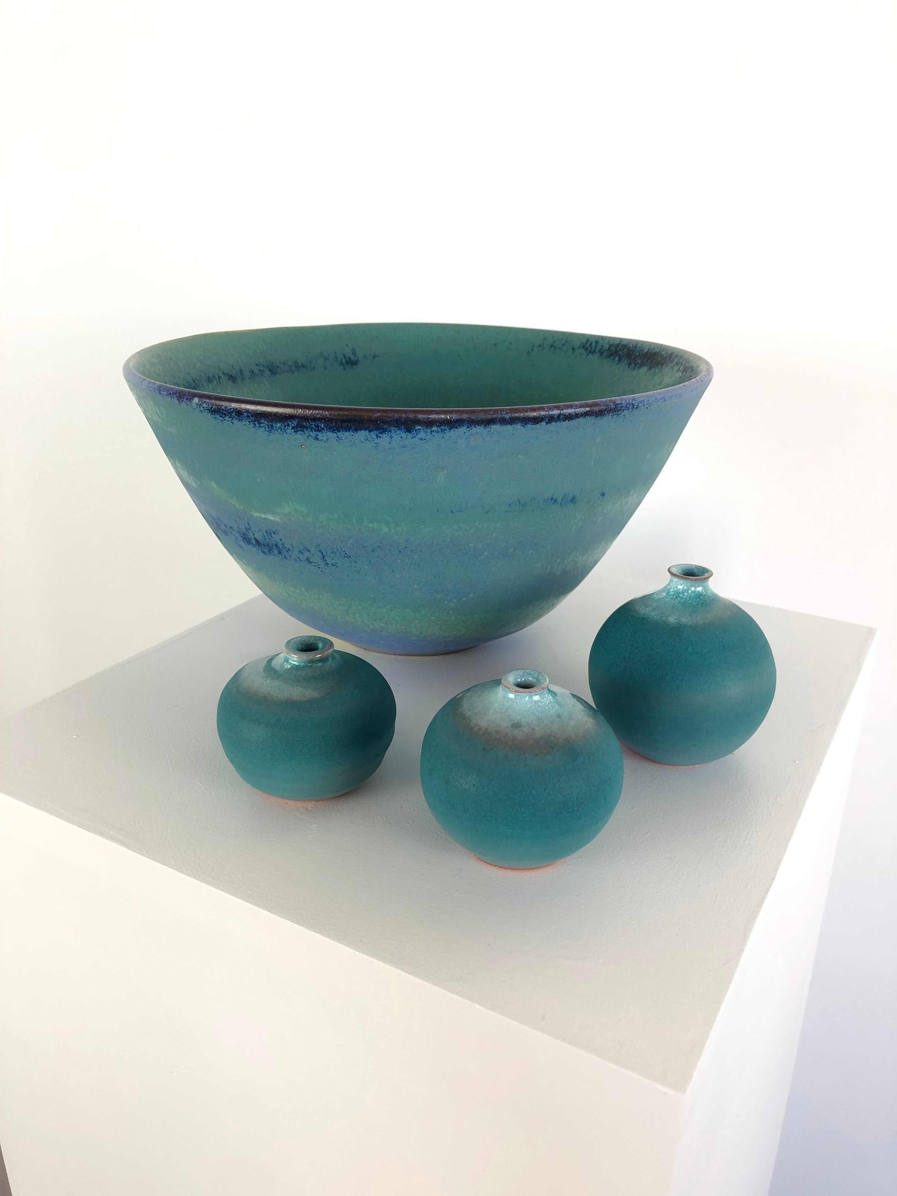 Trio of vintage ceramic vases by Antonio Lampecco