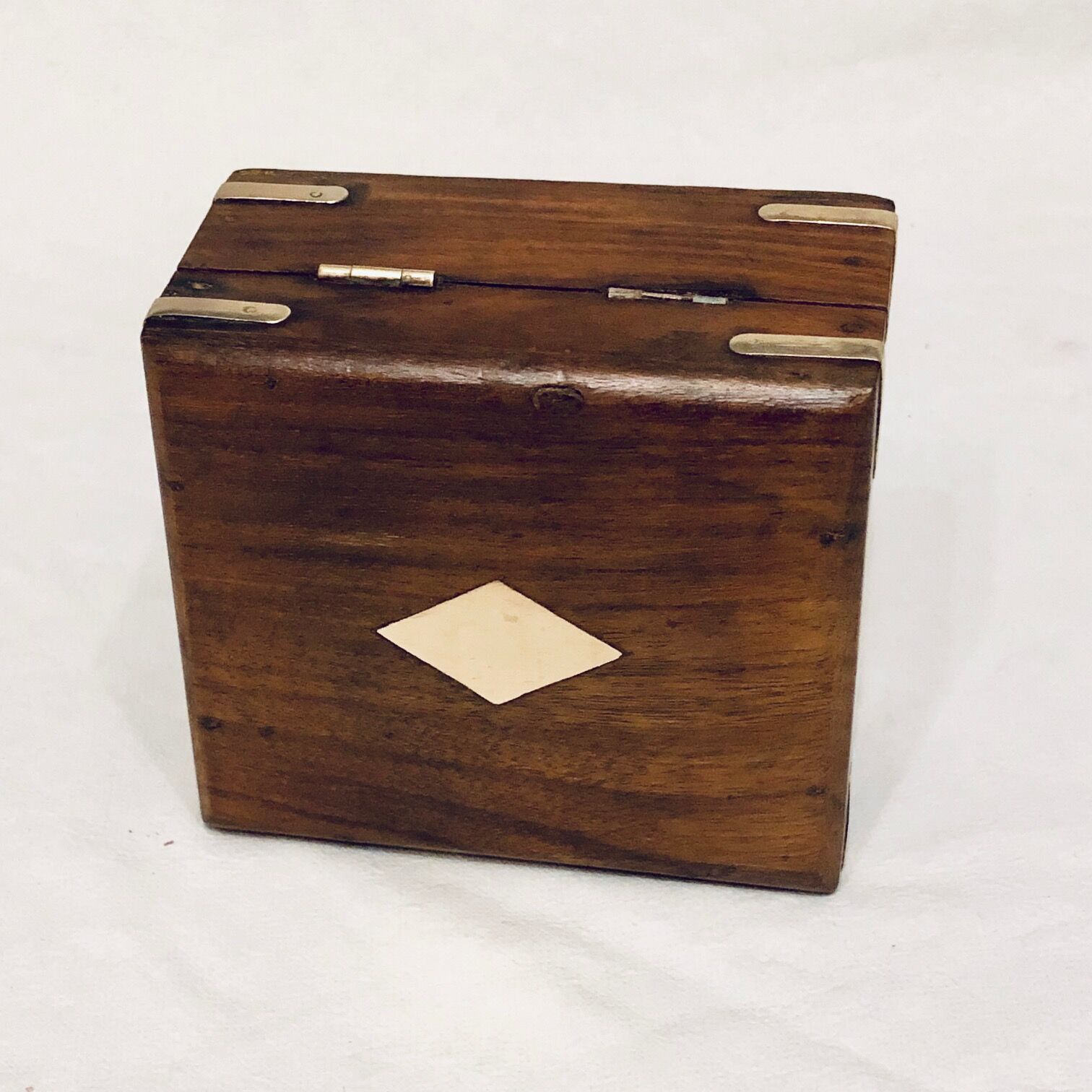 Wooden box marquetterie brass