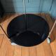 Vintage side table on wheels – black glass top