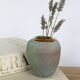 Vintage Glass Art Vase Hand Blown Iridescent Rainbow Gold