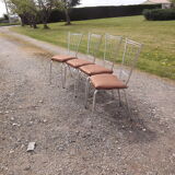 4 vintage chrome and skai chairs