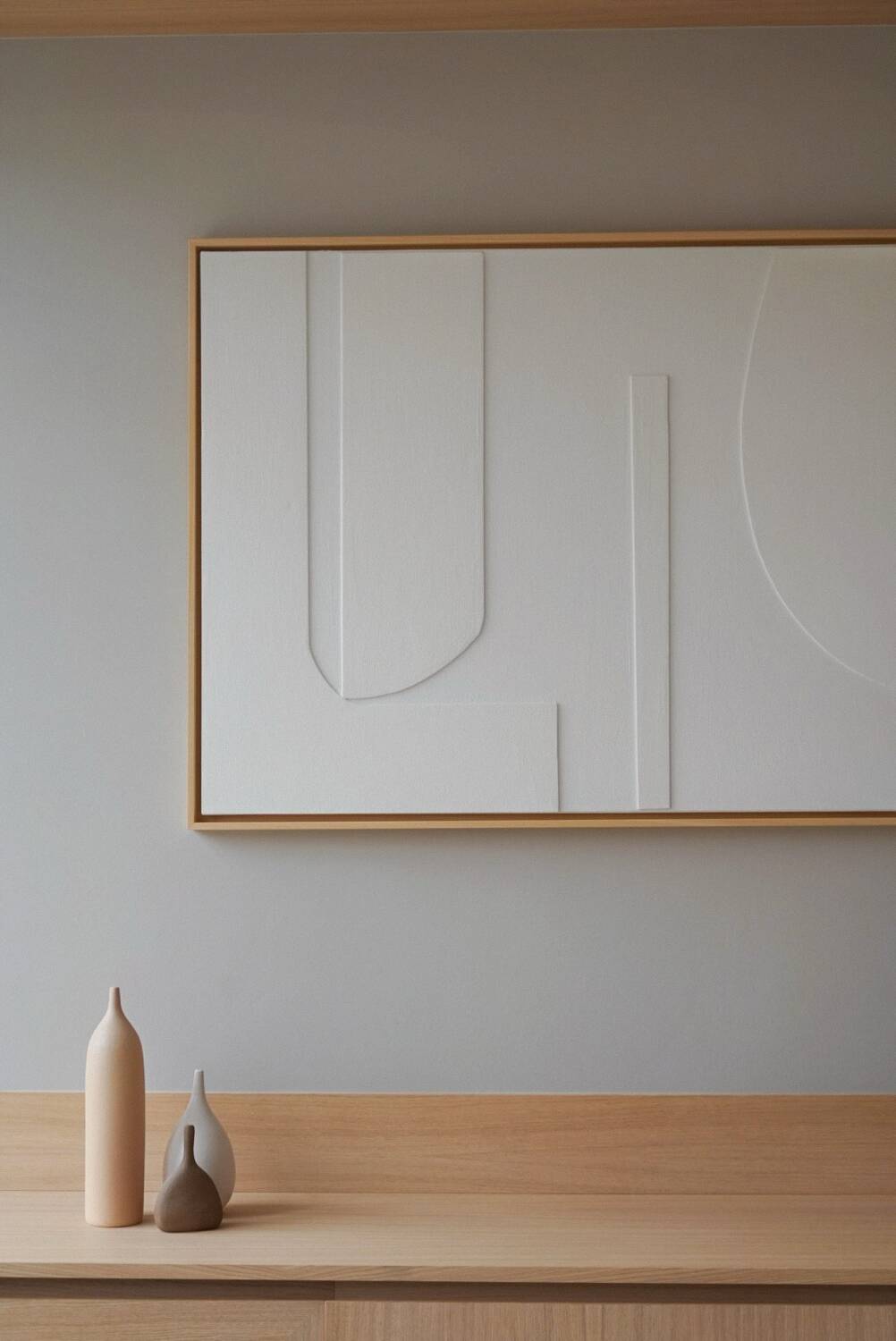 Minimalist white relief panel