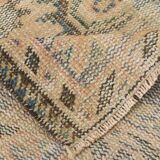 Tapis vintage en laine fait main, saumon doux et bleu marine, 183x264 cm