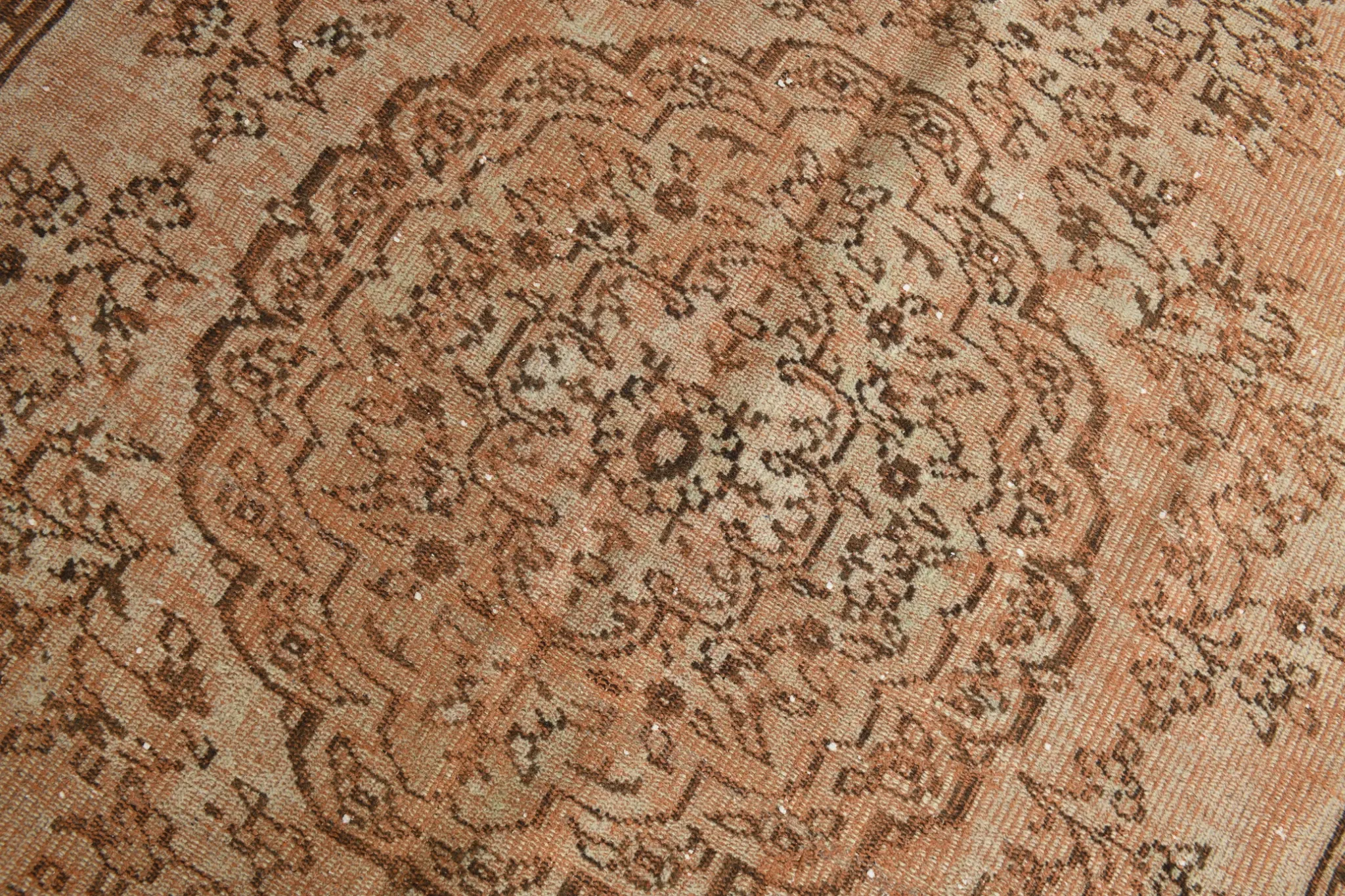 Vintage Persian Peach & Brown Rug, Oriental Pattern Rustic Carpet, 187x292