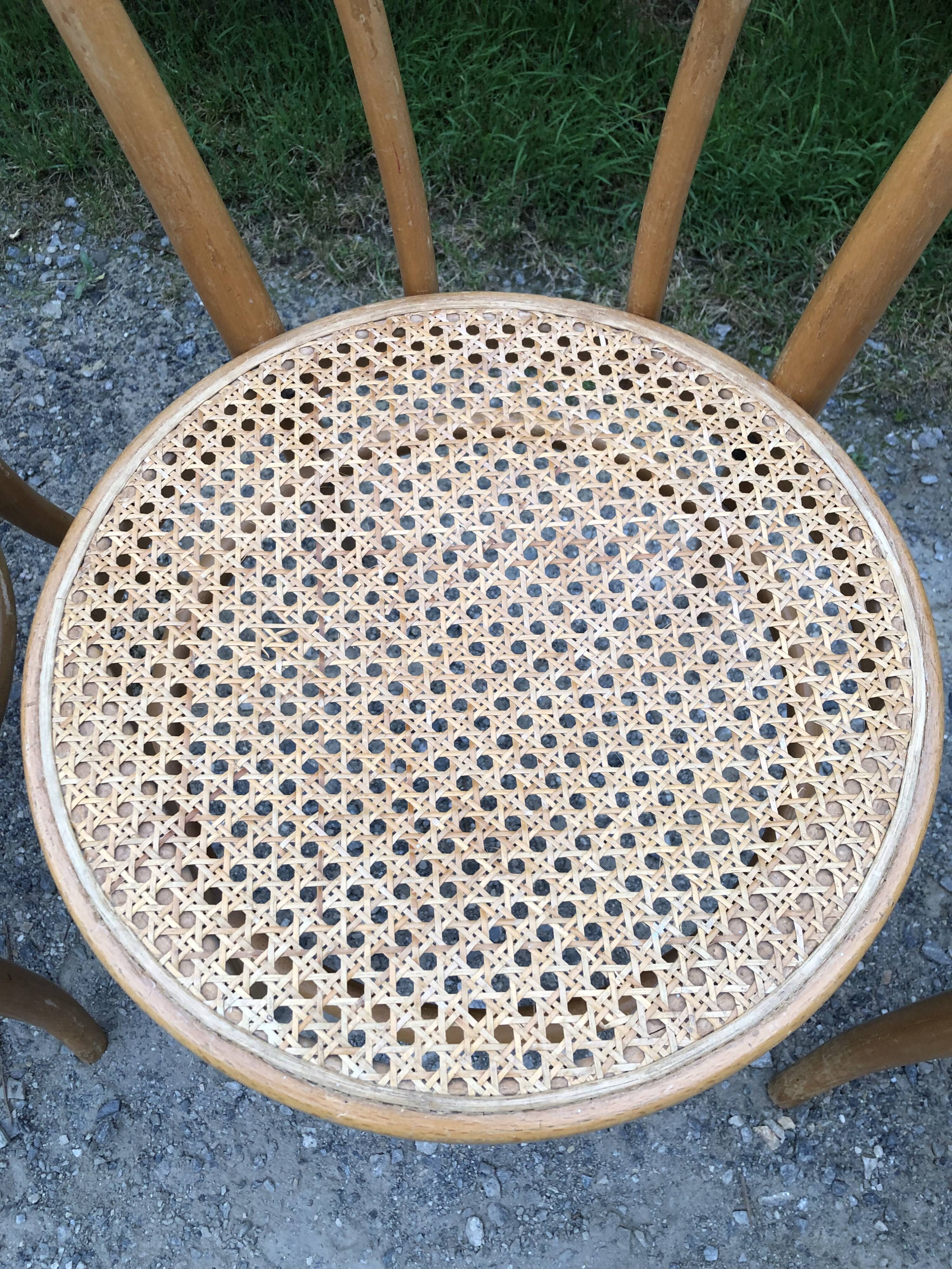 4 chaises bistrot vintage cannées