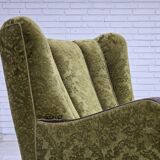 1950s, Danish relax chair. Furniture velour, oak wood,