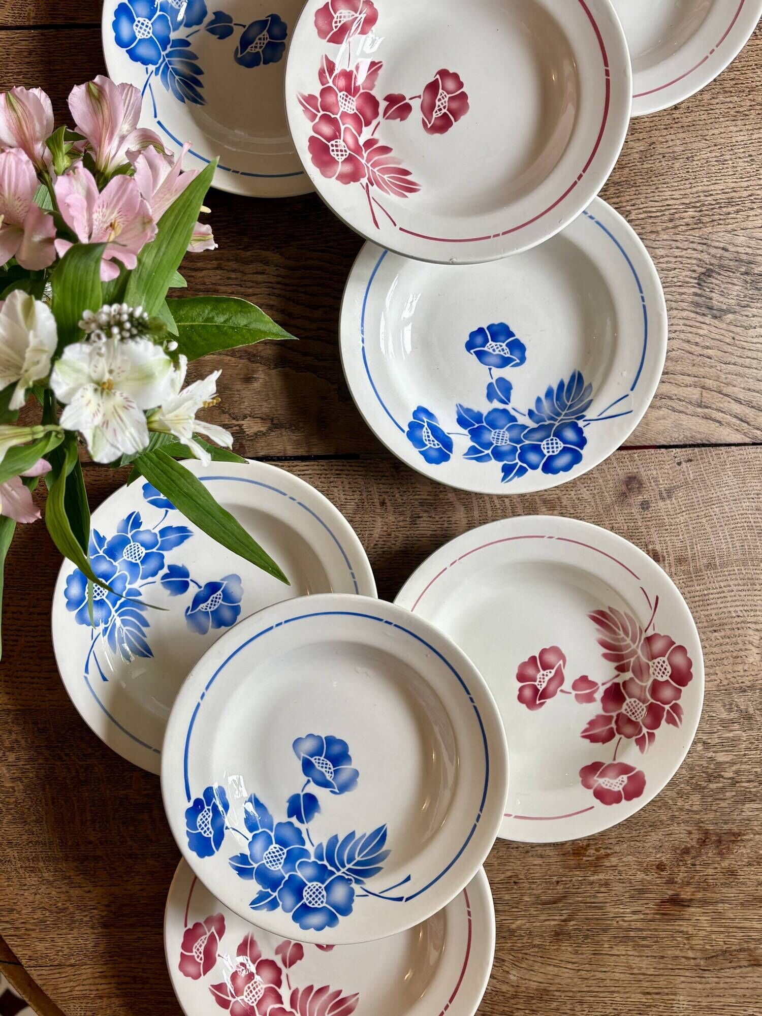 Set of 8 vintage deep plates, Edmond de Saint Amand -