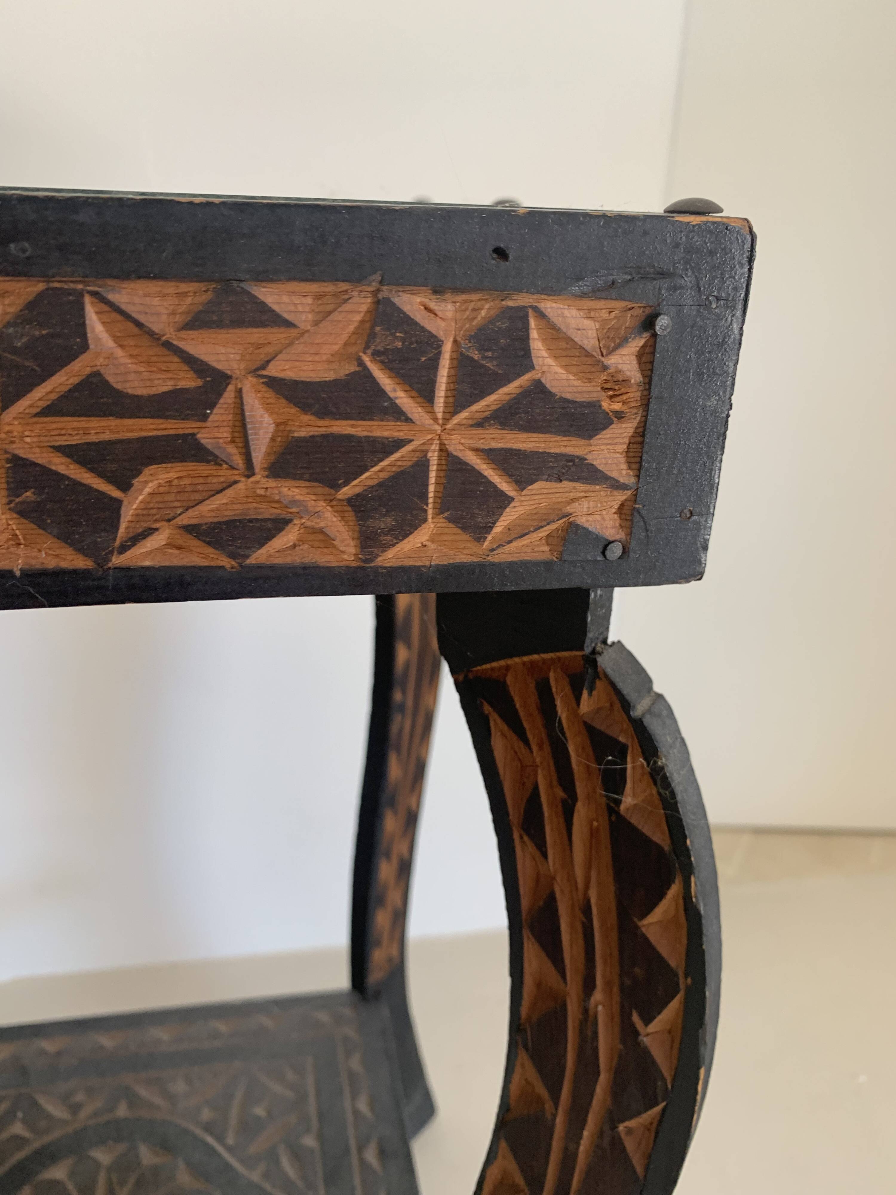 Guéridon vintage 1970 artisanat fait main miroir oriental - 60 x 30 cm